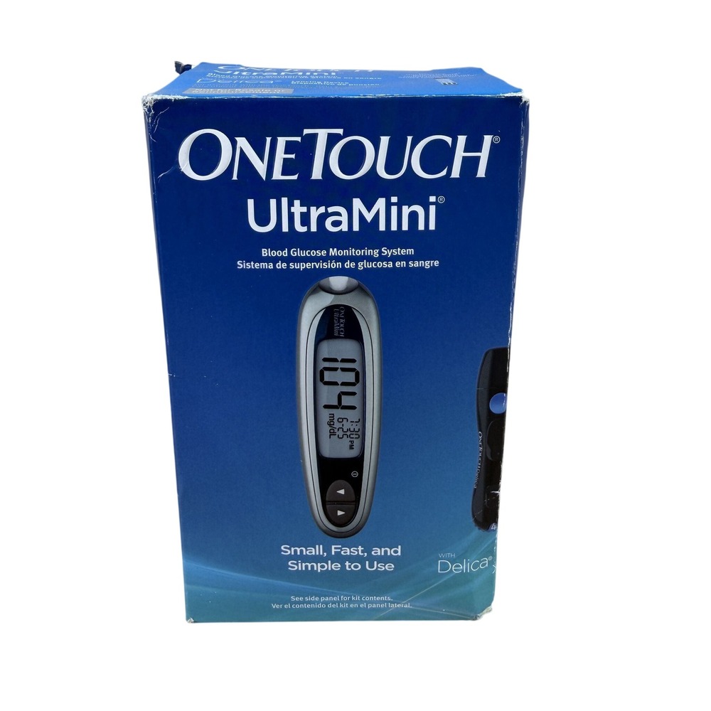 OneTouch UltraMini Blood Glucose Monitoring System OS Silver Blue Portable Kit